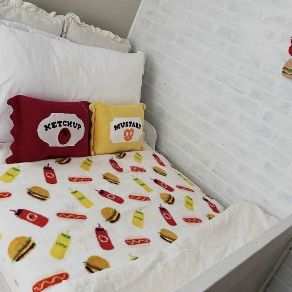 BULLSEYE NOVELTY MUSTARD PACKET LUMBAR PILLOW